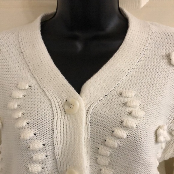 Jessica Simpson cute cream dotted v-neck long sleeve cardigan sweater size‎ M - Picture 5 of 11